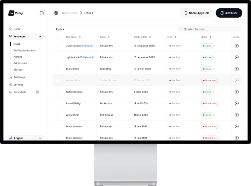 Relay web admin dashboard